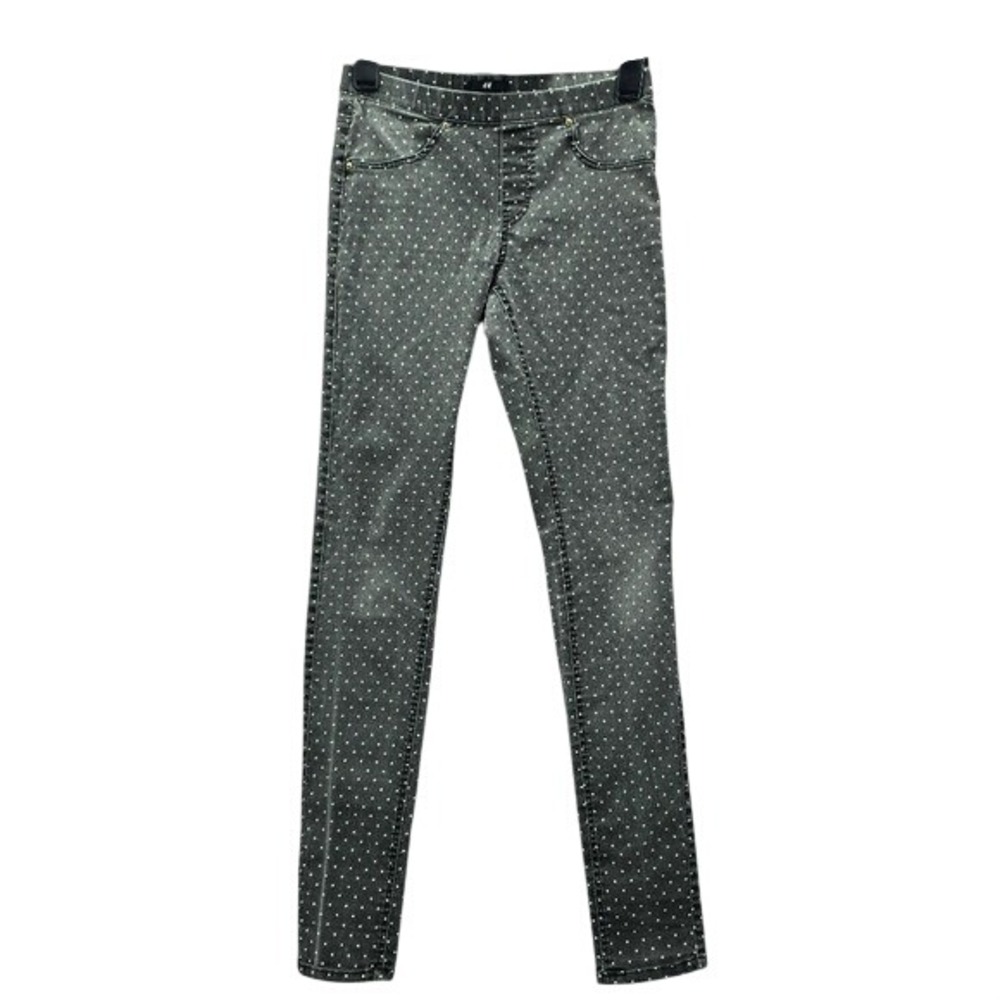 H&M Gray Polka Dot Skinny Denim Pull On Jeans Jeggings Junior Girls 4